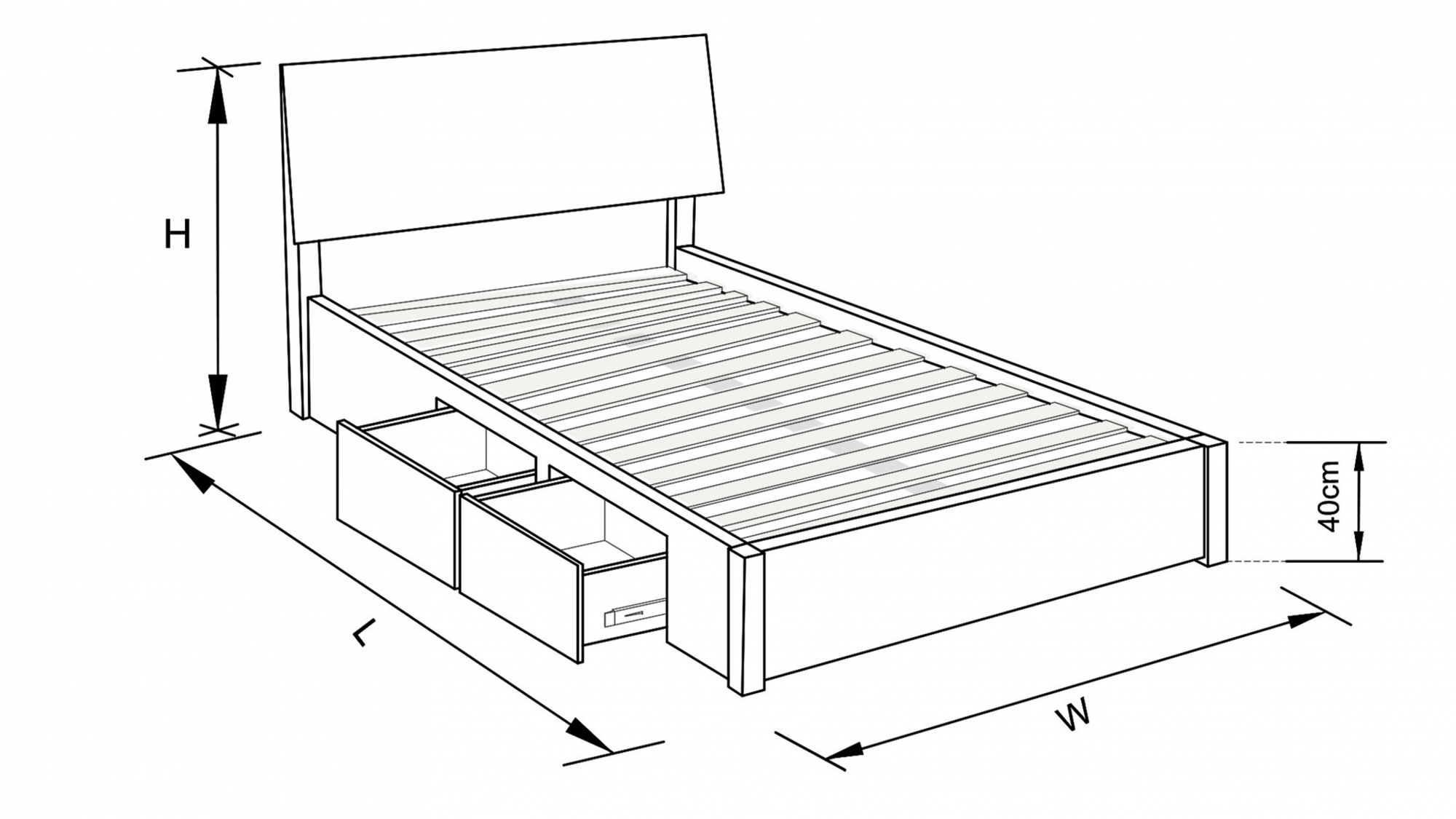 Praga Custom Drawer Timber Bed Frame