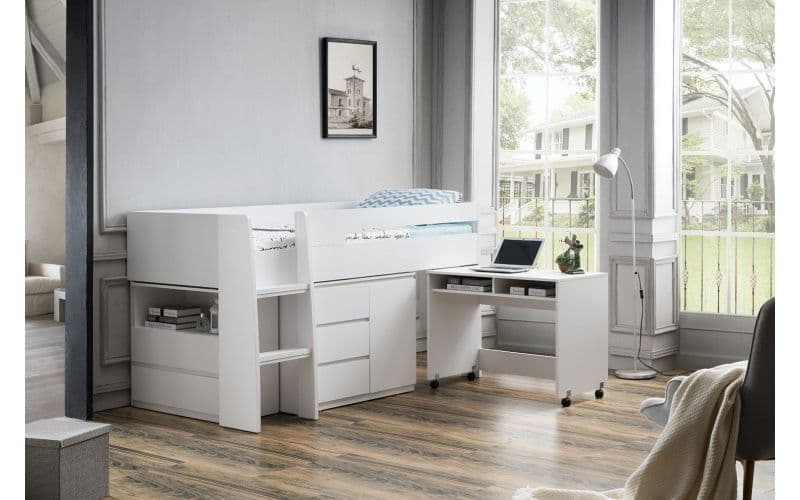 Jupiter Plus Loft Midi Sleeper Bed With Desk And Storage