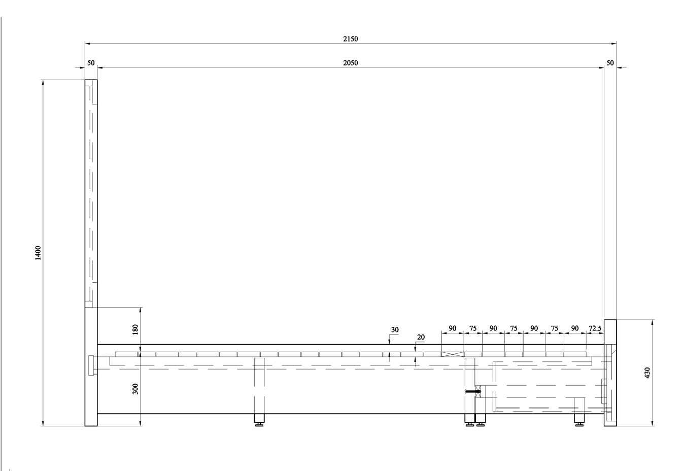 Chateau Timber Storage Bed Frame Dimension Drawing