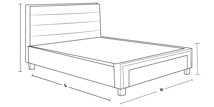 Check out the dimension drawing of Jasper Upholstered Drawer Bed and measure the size!