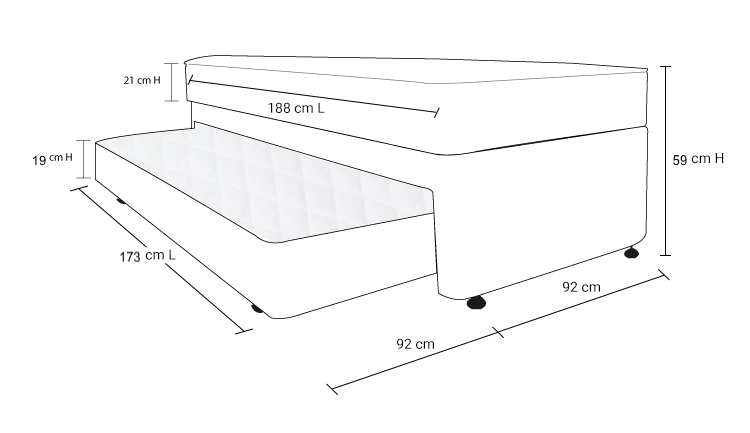 Prestige Trundle Dimensional Drawing