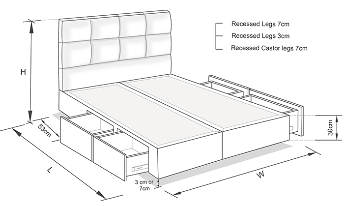 Boxy Custom Upholstered Bed Frame With Choice Of Storage Base