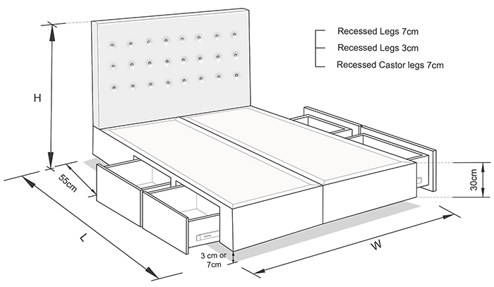 Mondo Custom Upholstered Bed Frame With Choice Of Storage Base