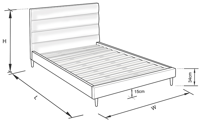 Panelled Horizontal Custom Upholstered Bed With Choice of Standard Base